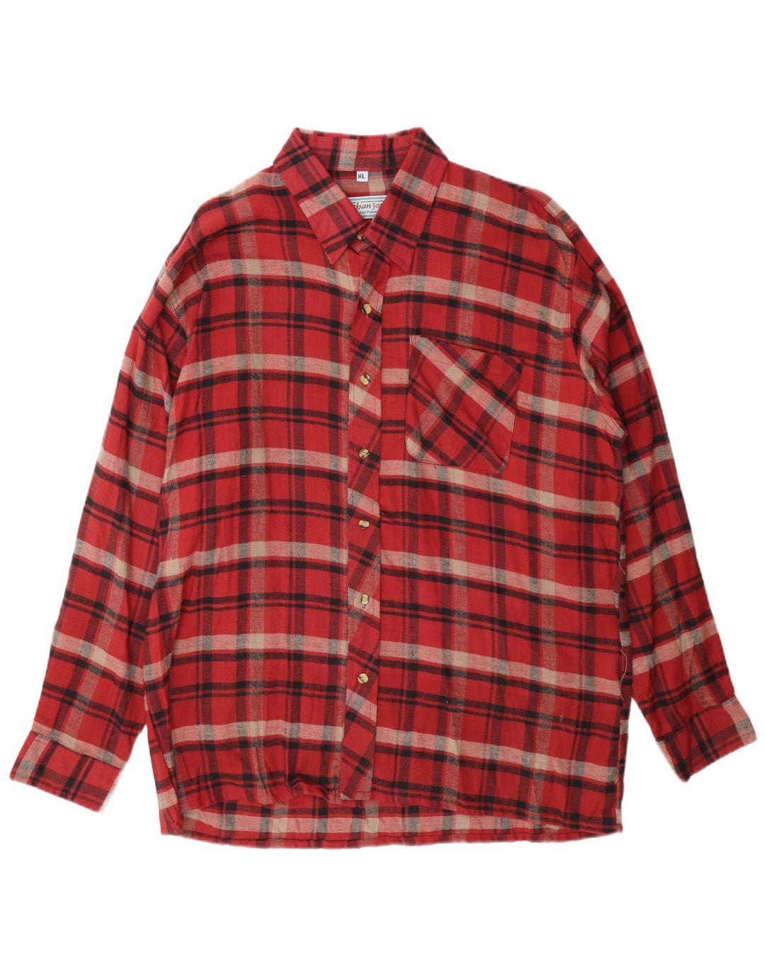 Camisa masculina de flanela Nathan Jones XL algodão xadrez vermelho