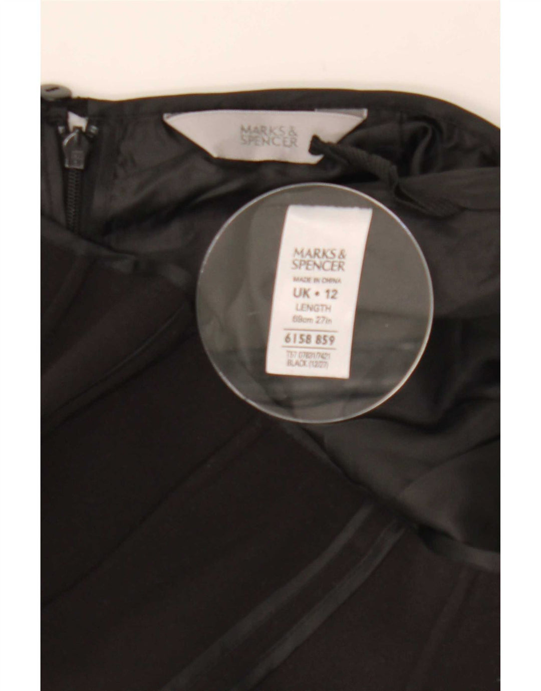 Saia trompete feminina Marks & Spencer UK 12 médio W30 poliéster preto