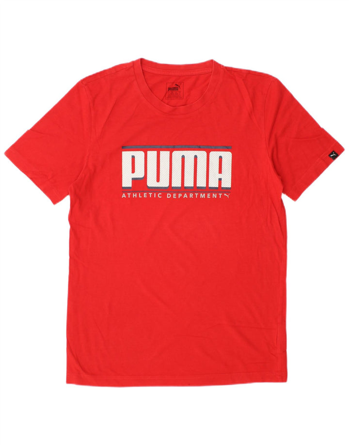 Puma Mens Graphic T-Shirt Top Pequeno Algodão Vermelho