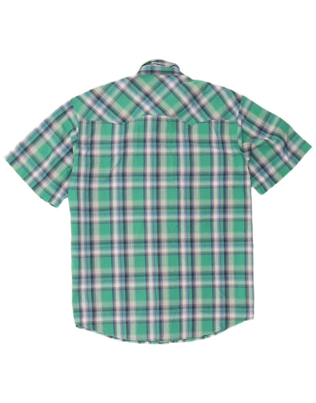 Camisa Wrangler masculina de manga curta XL verde algodão xadrez