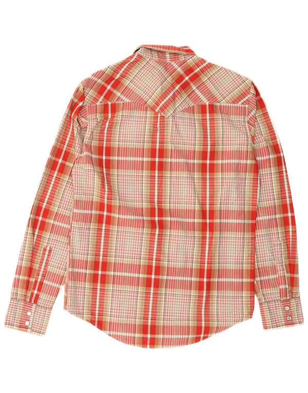 Camisa masculina Levi's pequena xadrez vermelha de algodão