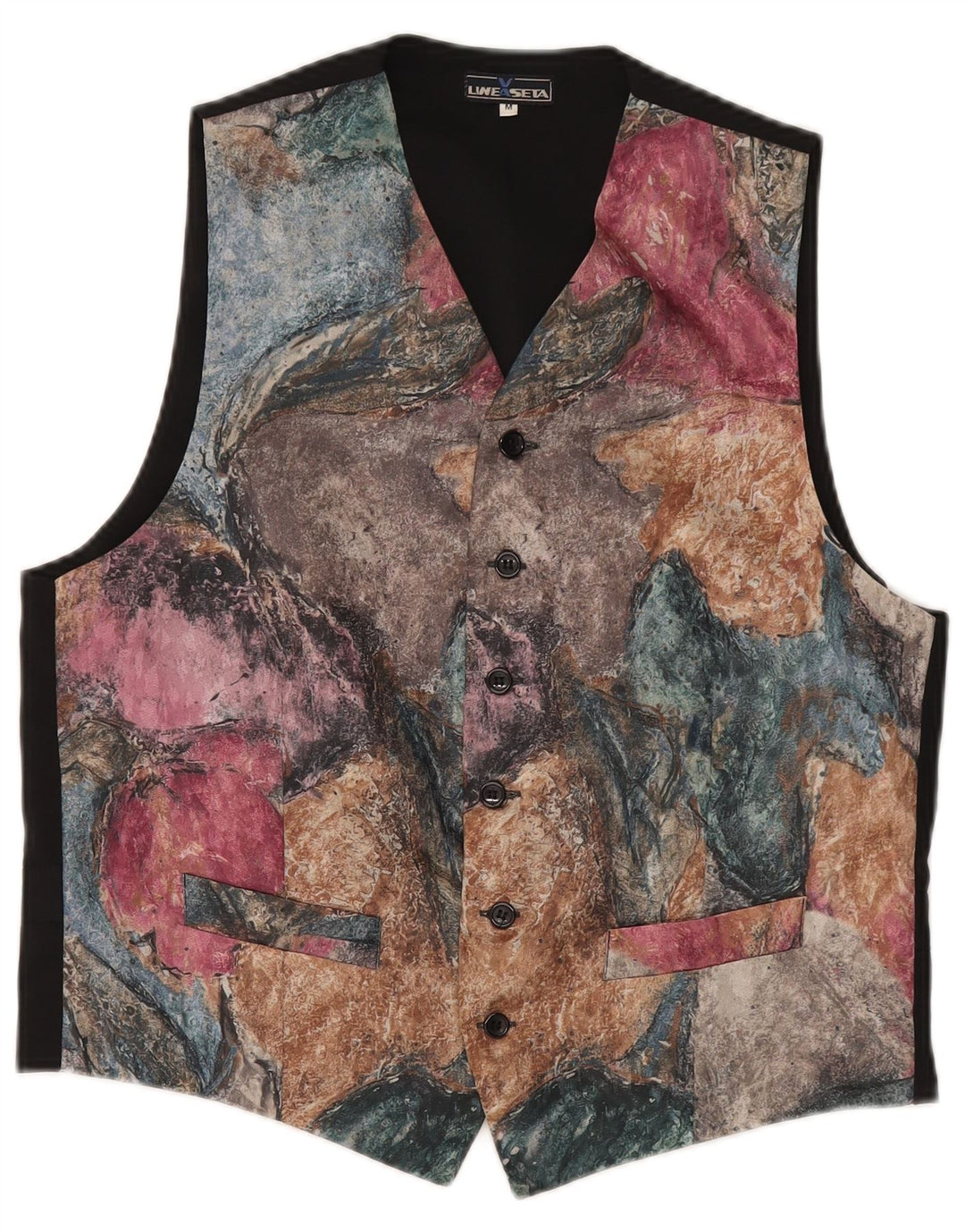 Colete gráfico masculino vintage UK 38 médio poliéster multicolorido clássico