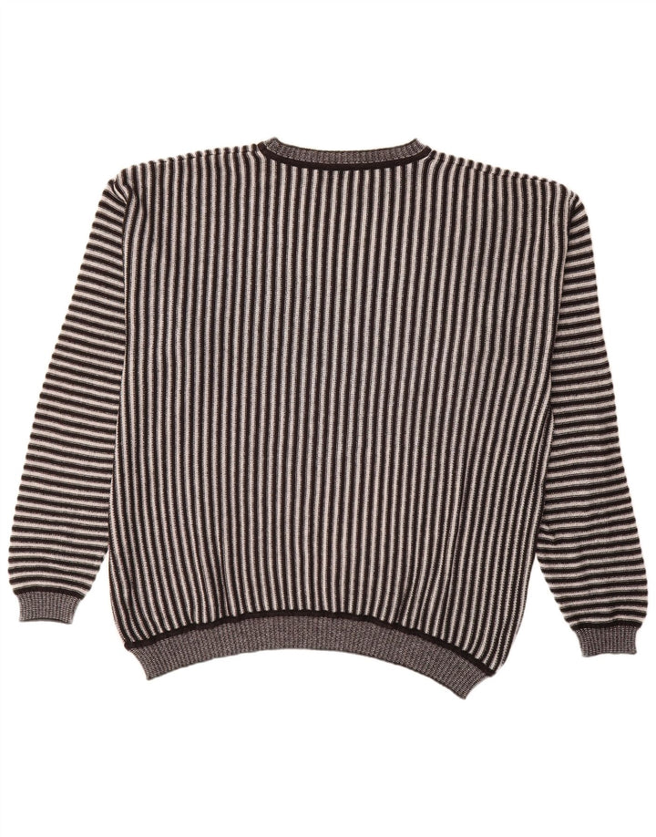 Alba Moda Suéter masculino com gola canoa XL listrado marrom