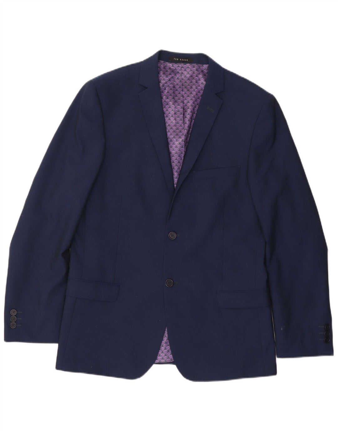 Jaqueta blazer masculina Ted Baker com 2 botões Reino Unido 40 grande lã azul marinho