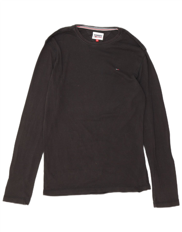 Top masculino TOMMY HILFIGER manga comprida médio algodão preto