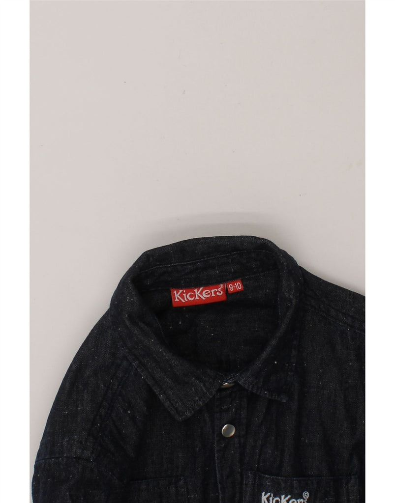 KICKERS Boys Denim Shirt 9-10 Years Navy Blue Flecked Cotton Vintage Kickers and Second-Hand Kickers from Messina Hembry 