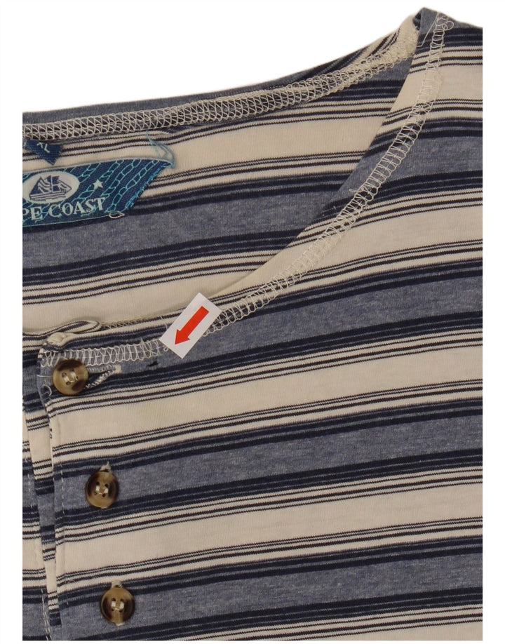 Camiseta masculina VINTAGE Top XL algodão listrado azul marinho