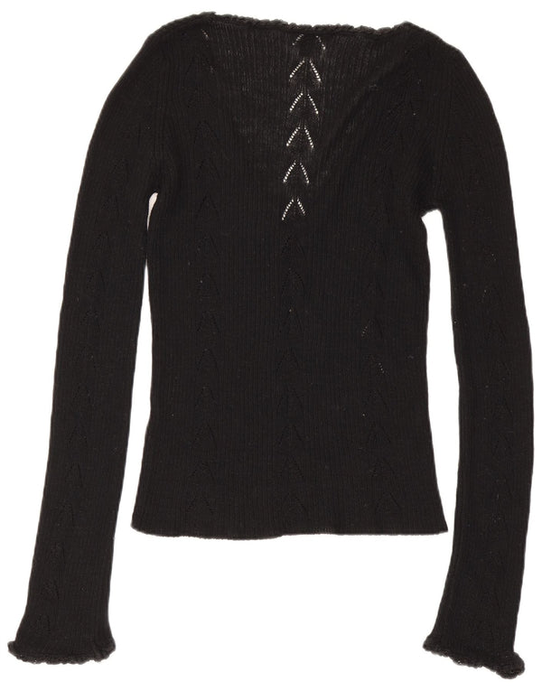 Calvin Klein Top gráfico feminino manga comprida Reino Unido 12 médio preto