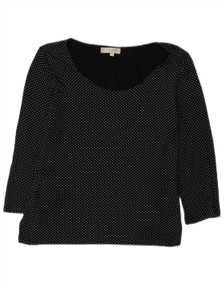 Top feminino Hobbs manga 3/4 Reino Unido 10 viscose manchada preta pequena