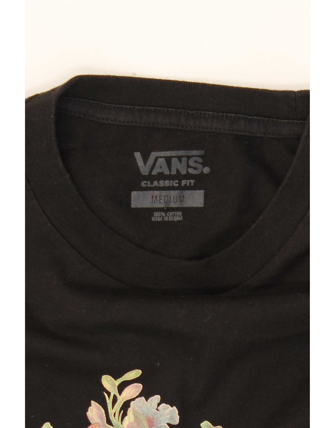Vans Masculino Classic Fit Graphic Top Manga Longa Médio Preto Floral