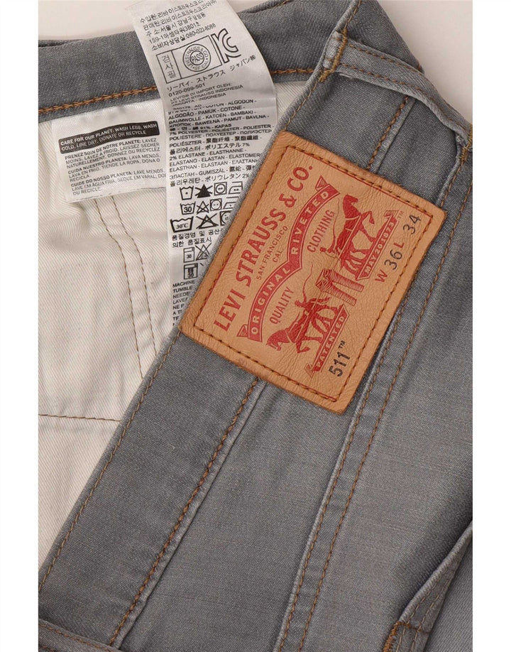 Calça jeans masculina Levi's 511 Slim W36 L29 cinza algodão