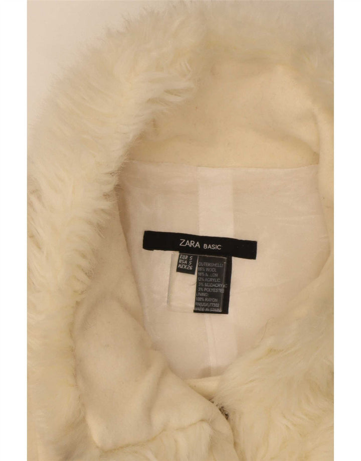 Sobretudo feminino Zara UK 10 pequena lã bege