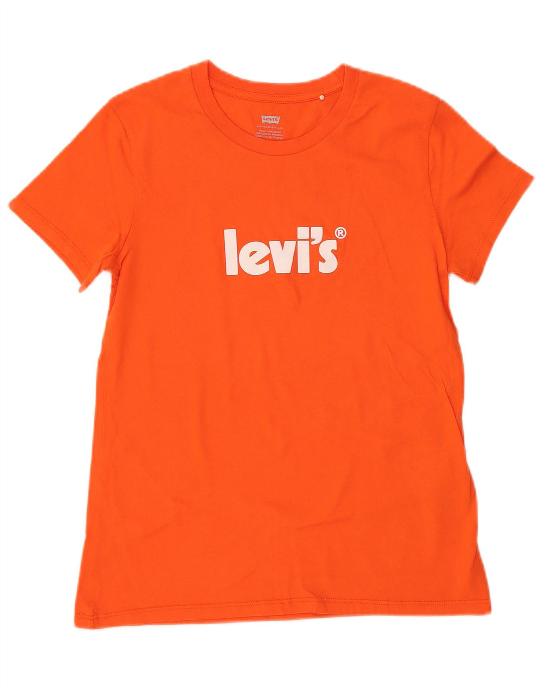 Camiseta feminina gráfica LEVI'S UK 6 XS algodão laranja