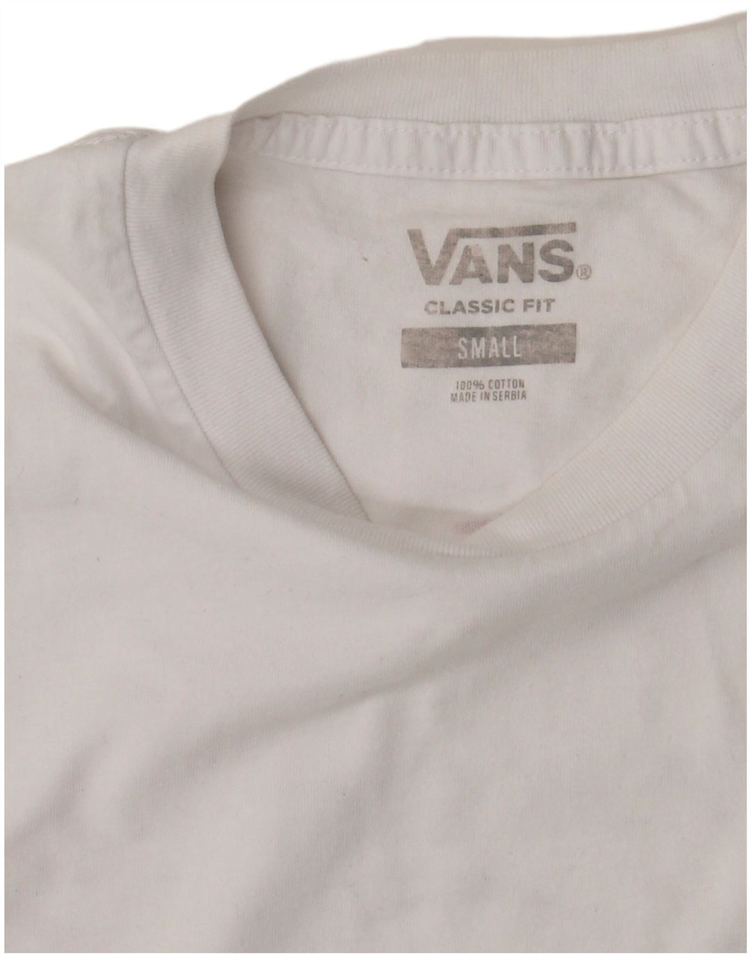 Camiseta masculina VANS Classic Fit gráfica top pequeno algodão branco