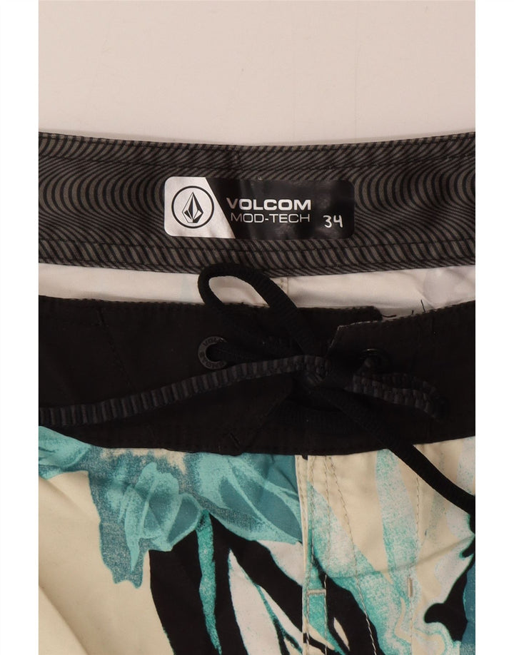 Shorts de natação masculino Volcom Graphic grande branco floral