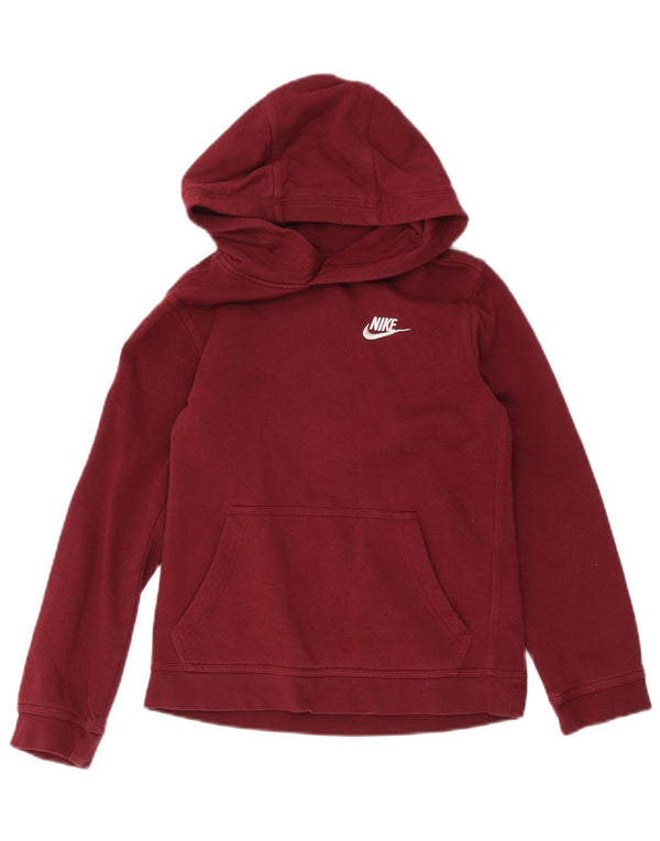 Nike Boys Hoodie Jumper 10-11 Years Medium  Maroon Cotton