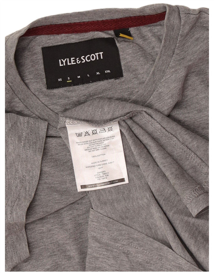 Lyle & Scott Camiseta masculina top pequeno cinza colorblock algodão