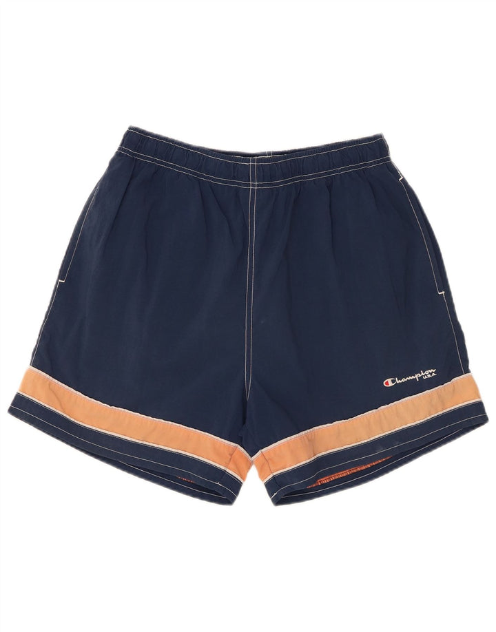 Shorts de natação masculino Champion grande bloco colorido azul marinho