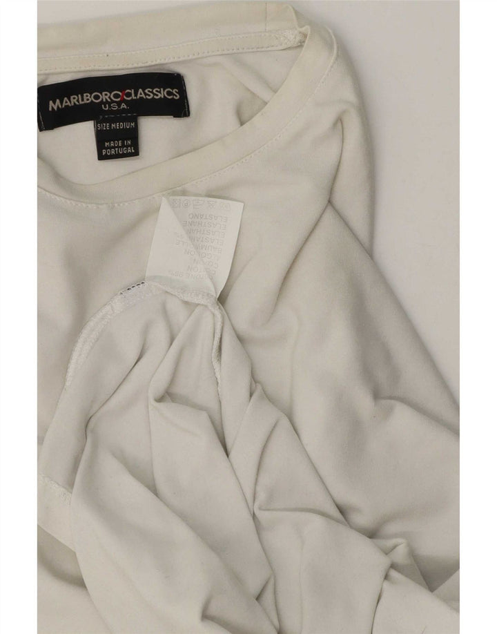 Marlboro Classics Mens Top Manga Longa Médio Algodão Branco