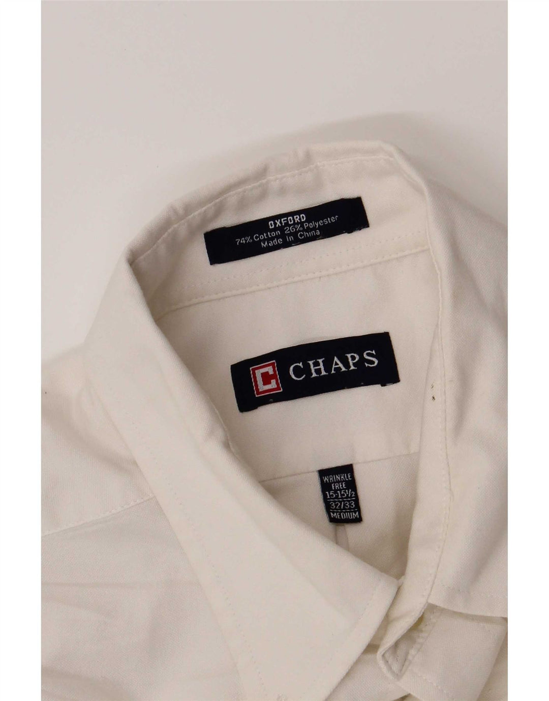 Camisa masculina Chaps tamanho 15 1/2 algodão branco médio