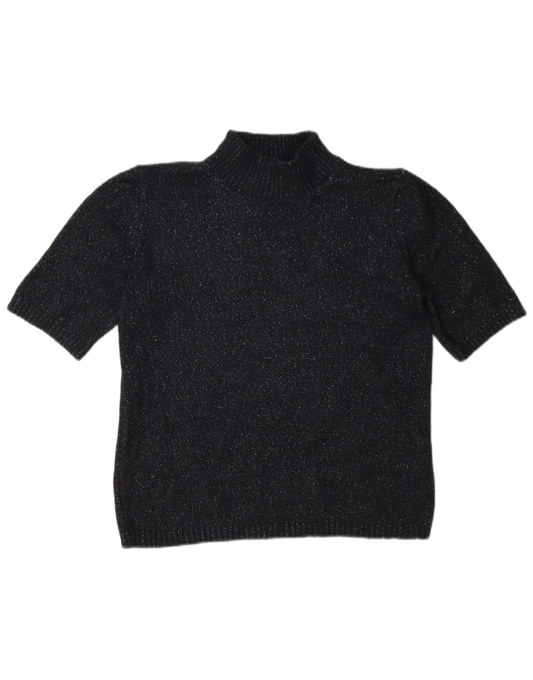 Suéter feminino Marks & Spencer com gola tartaruga Reino Unido 10 pequeno preto manchado