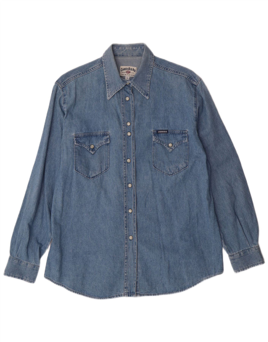 Camisa jeans feminina CARRERA UK 16 grande azul