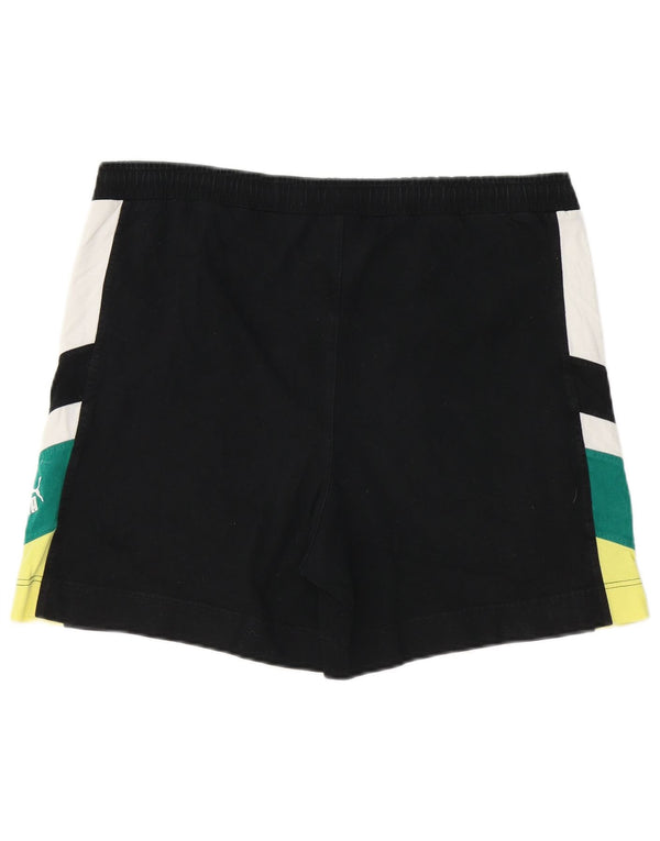 Shorts esportivos masculinos PUMA grande bloco colorido preto