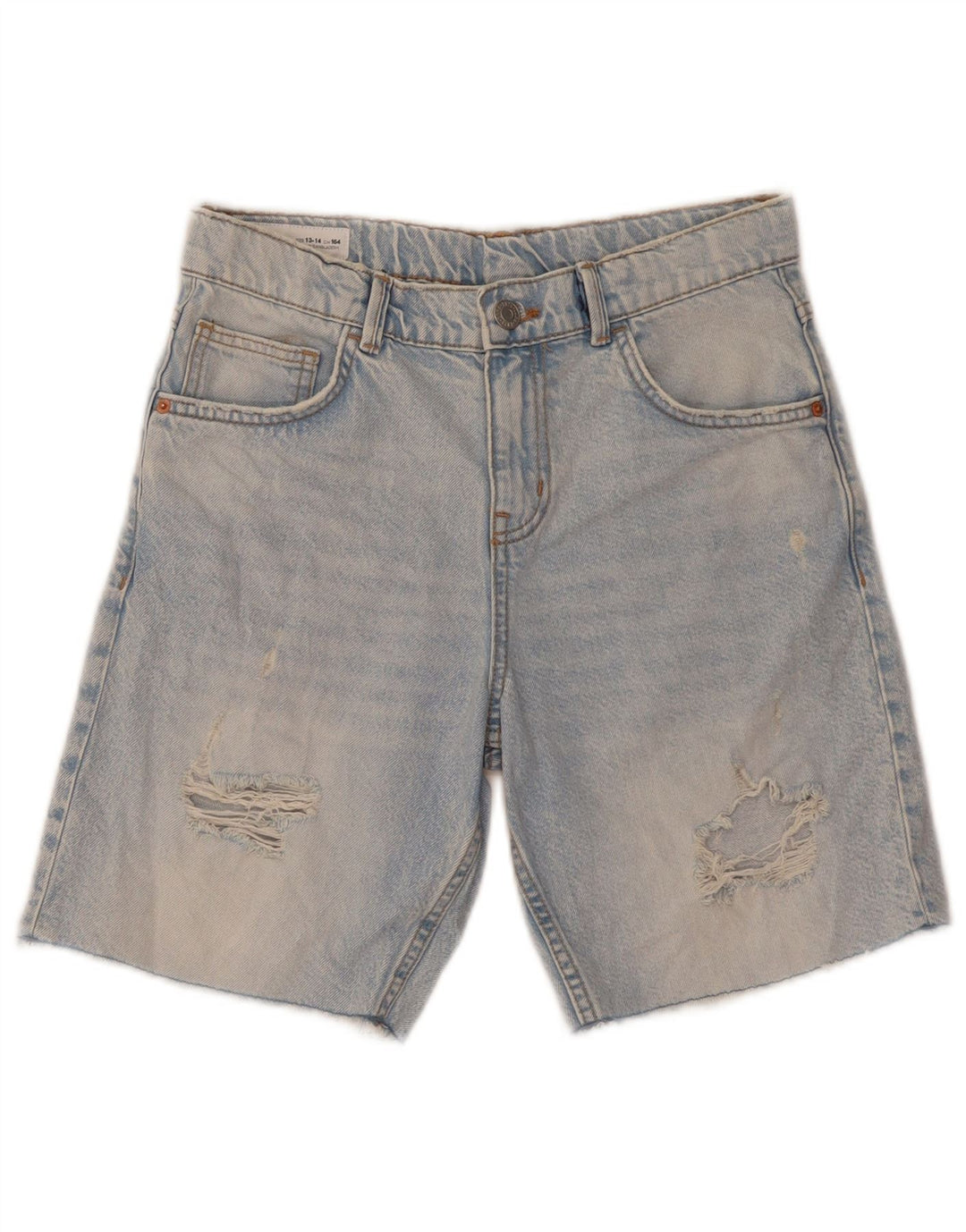 ZARA Boys Shorts jeans desgastados 13-14 anos W28 algodão azul