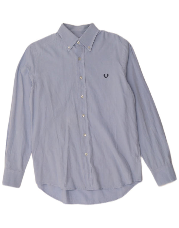 FRED PERRY Camisa masculina slim fit de algodão azul médio