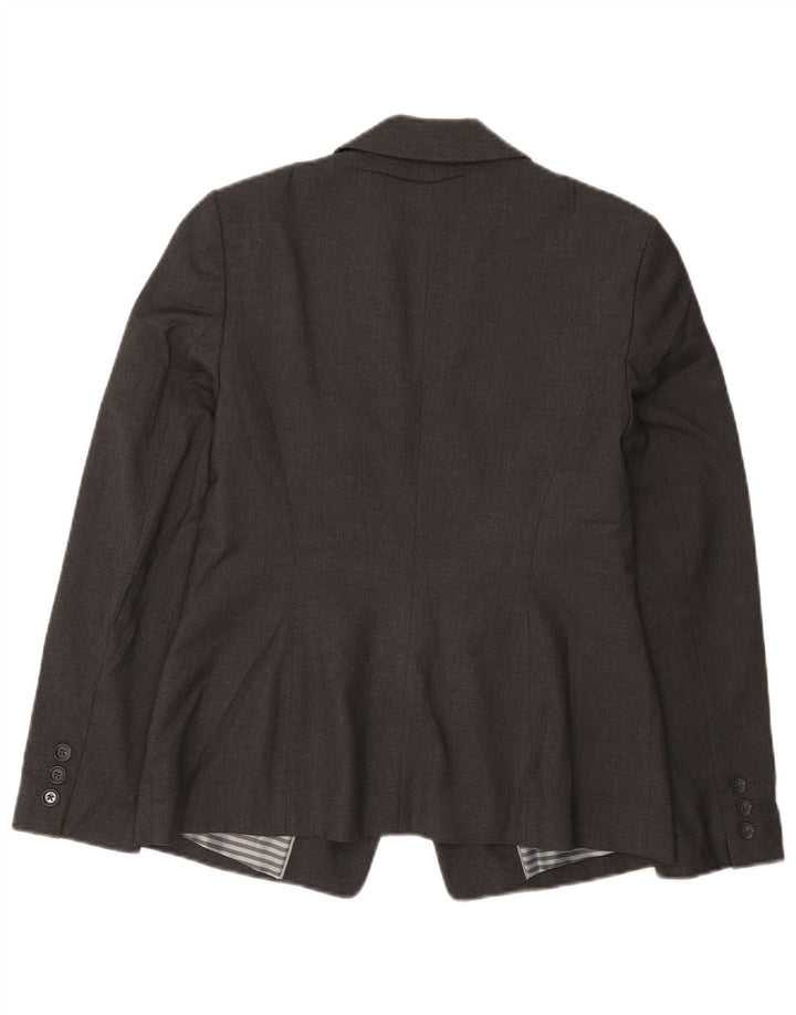 Jaqueta blazer feminina Marks & Spencer com 1 botão Reino Unido 12 poliéster cinza médio