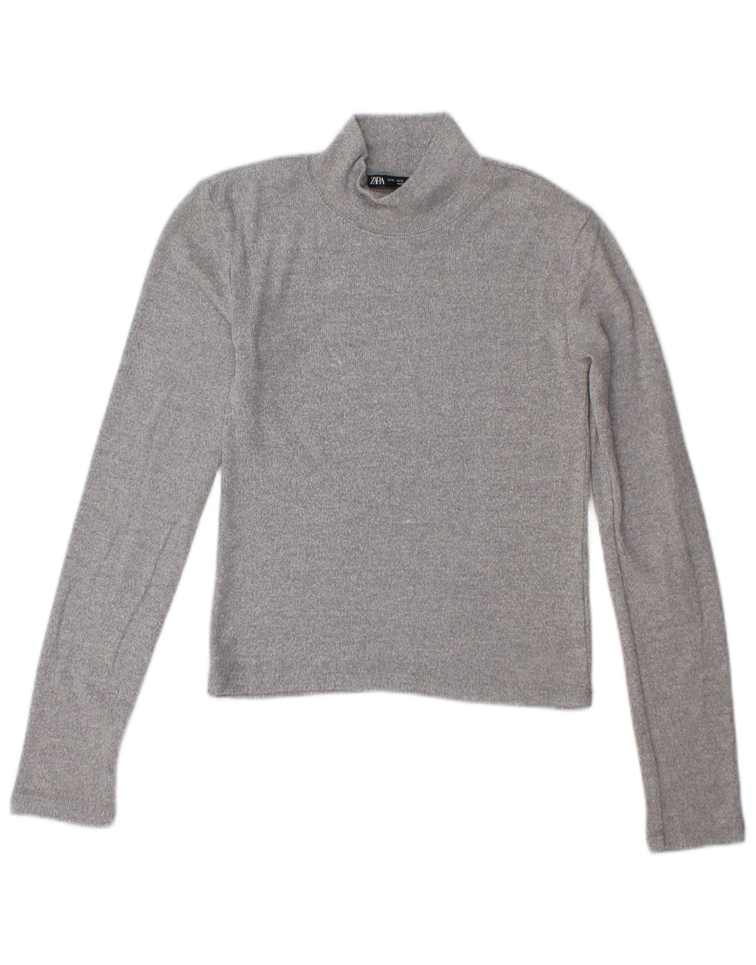 Suéter feminino Zara com gola tartaruga e gola redonda, Reino Unido 10 pequeno cinza