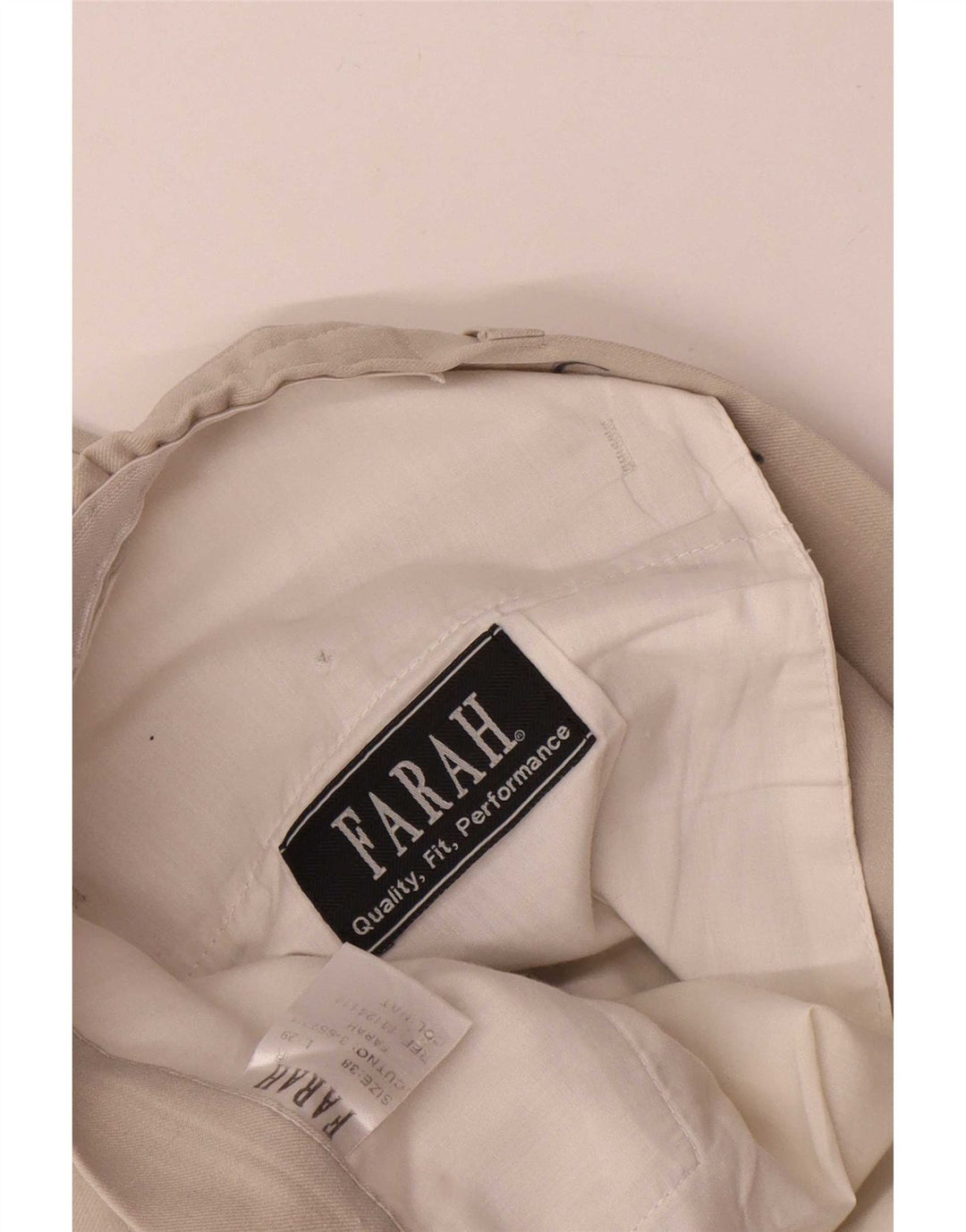 Calça casual reta masculina Farah W38 L26 poliéster bege