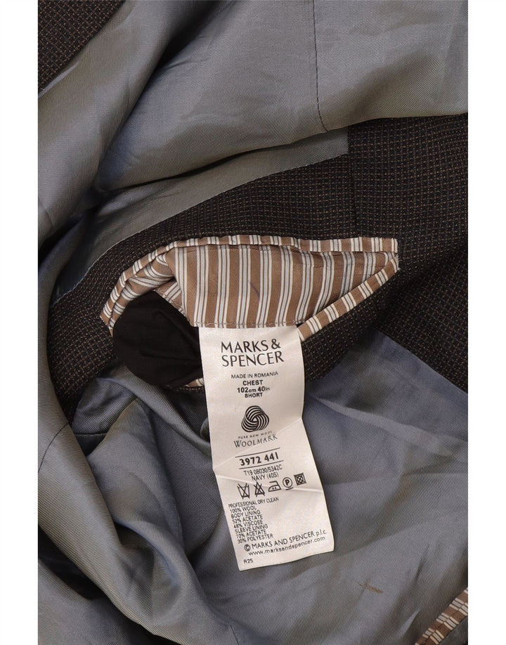 Jaqueta Blazer Curta Masculina Marks & Spencer Reino Unido 40 Médio Azul Marinho Xadrez