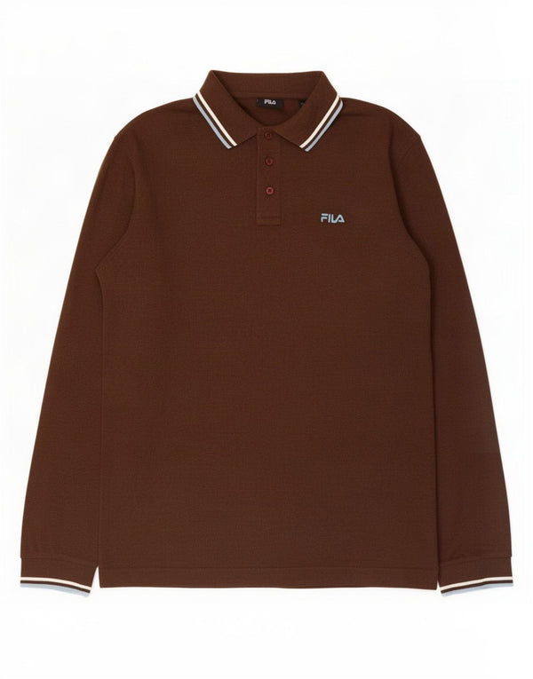 Camisa polo masculina Fila de manga comprida XL algodão marrom