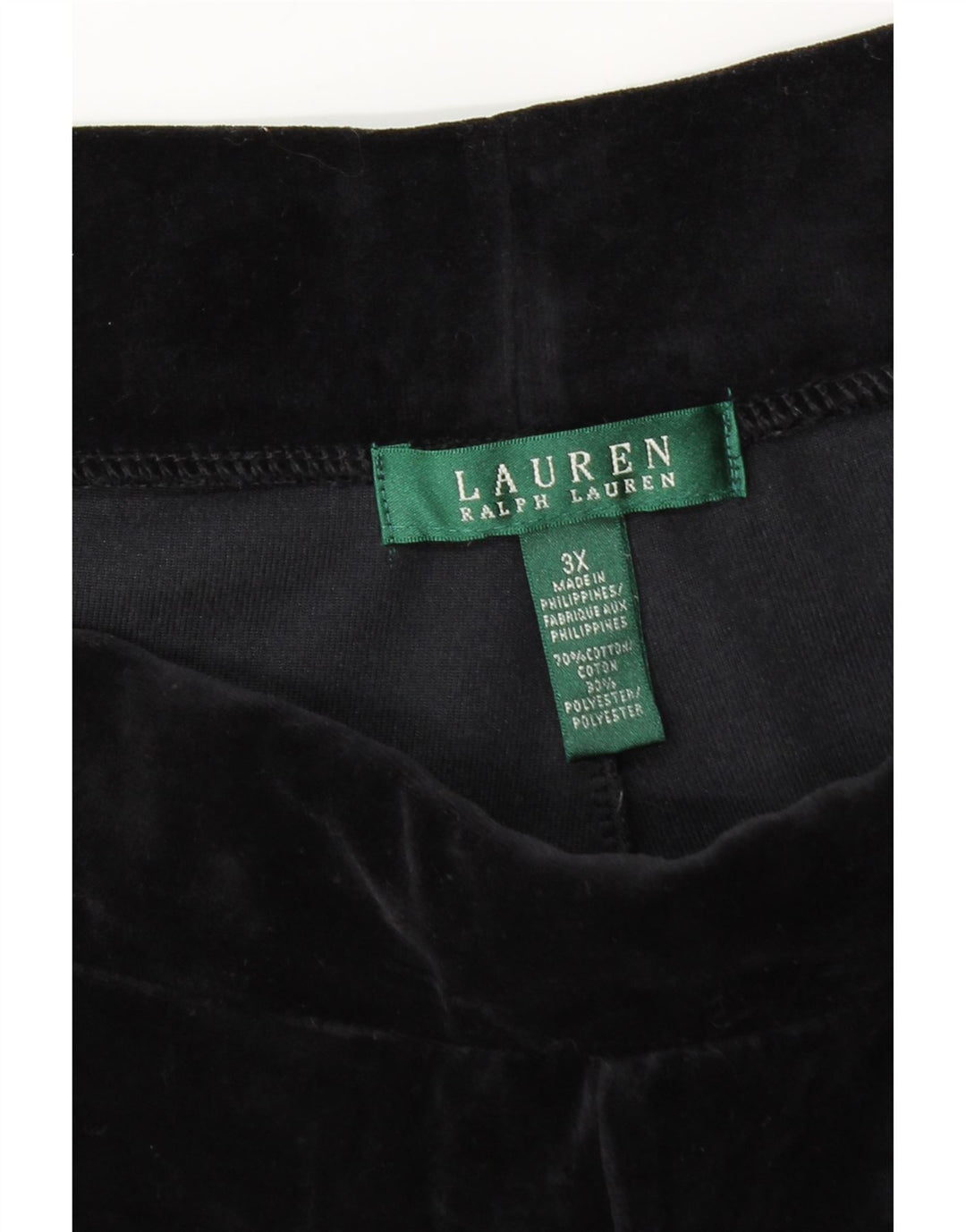 Calça feminina de veludo RALPH LAUREN Reino Unido 22 3XL algodão preto