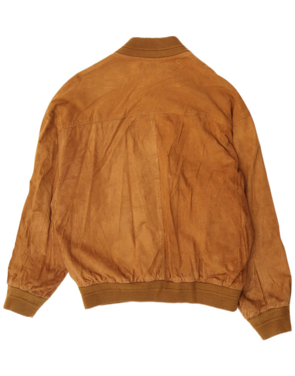 Jaqueta masculina de camurça vintage Reino Unido 42 XL couro bege