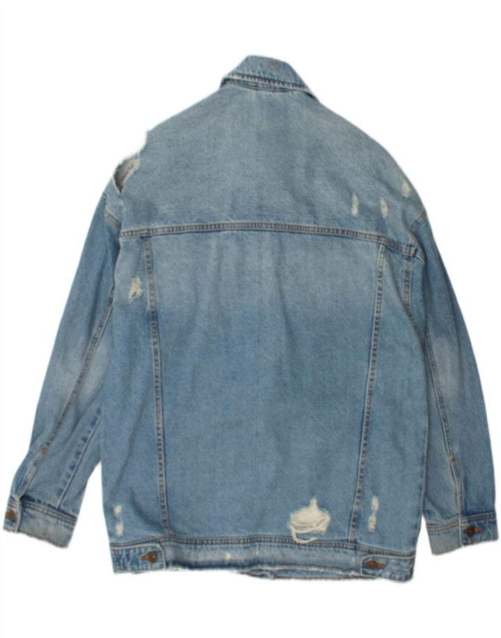 Zara Jaqueta jeans feminina desgastada Reino Unido 14 azul médio