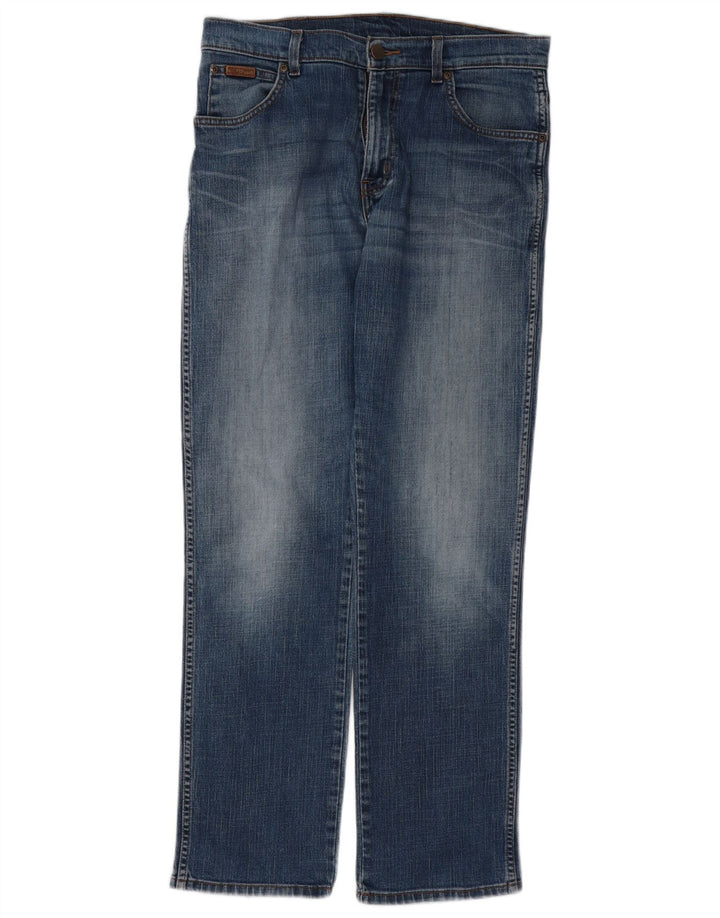 WRANGLER Masculino Texas Stretch Straight Jeans W33 L30 Azul Algodão