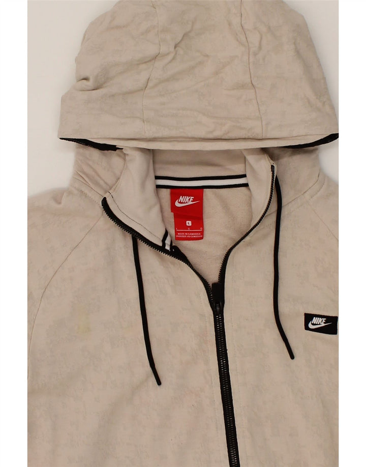 NIKE Womens Zip Hoodie Sweater UK 16 Large Beige Cotton Vintage Nike and Second-Hand Nike from Messina Hembry 