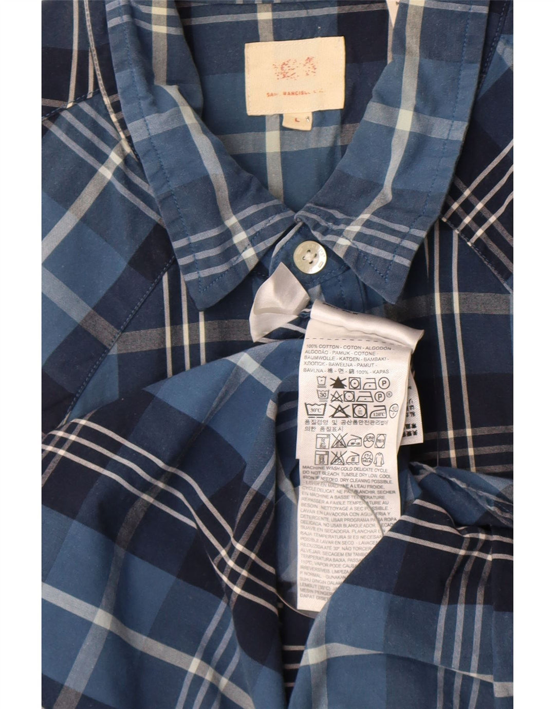 Camisa masculina de manga curta Levi's grande algodão xadrez azul