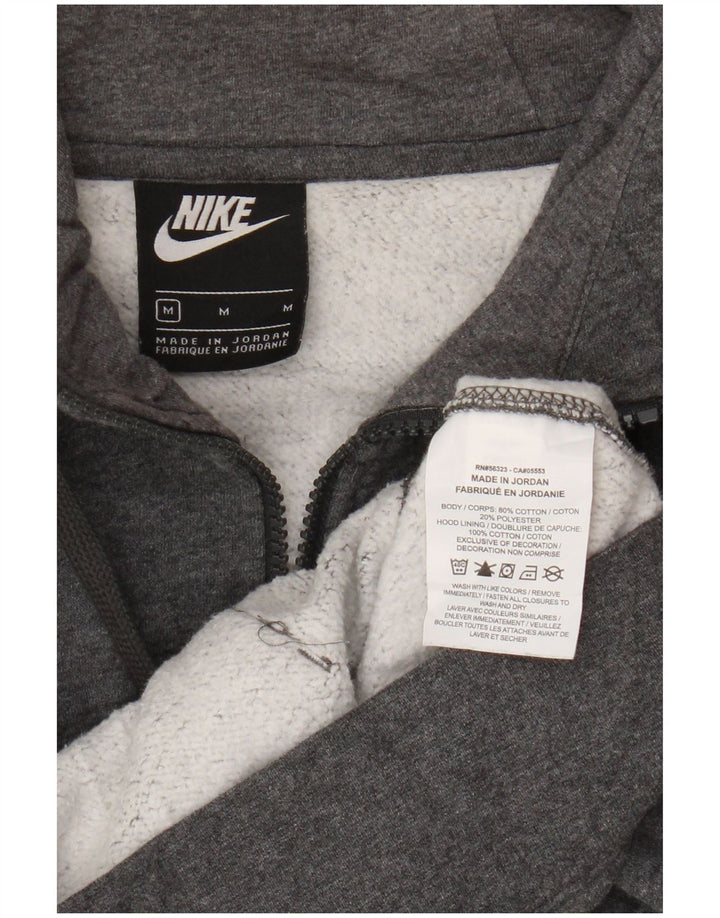 Suéter masculino NIKE com capuz e zíper cinza médio algodão