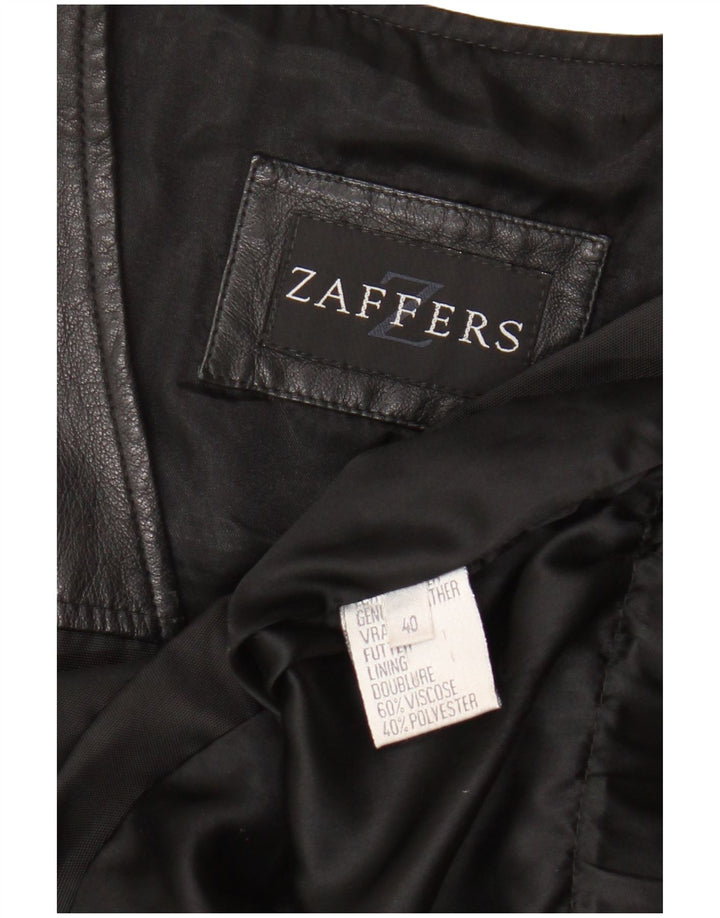 Colete feminino vintage grande IT 40 pequeno couro preto