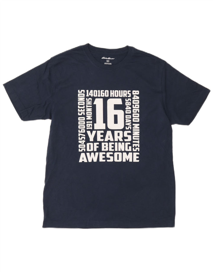 Camiseta gráfica masculina Eddie Bauer Top médio algodão azul marinho