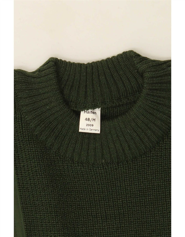 Suéter masculino Halfen com gola redonda IT 48 lã colorblock verde médio