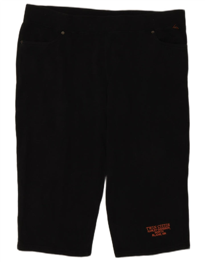 Calça casual capri feminina Harley Davidson grande W40 algodão preto
