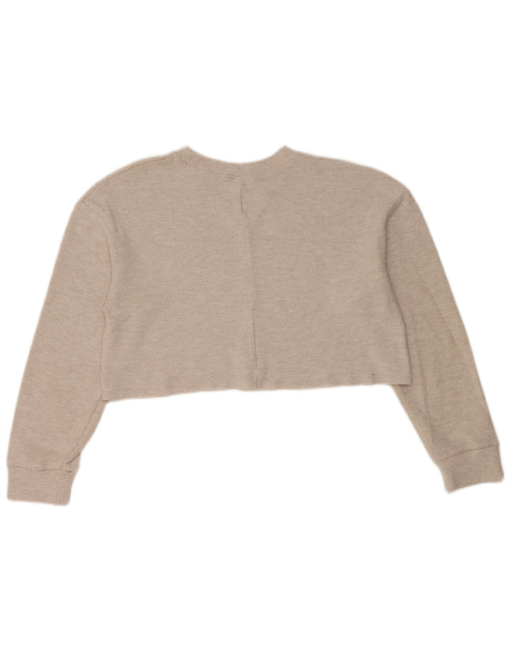 Zara Womens Crop Oversized Moletom Jumper Reino Unido 10 Pequeno Cinza