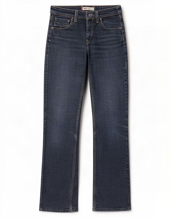 Calça jeans feminina Levi's 627 Straight W27 L32 azul algodão