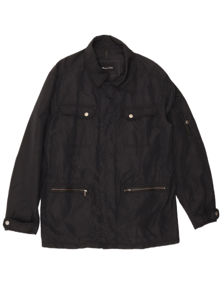 Jaqueta utilitária masculina MASSIMO DUTTI Reino Unido 42 XL preto nylon