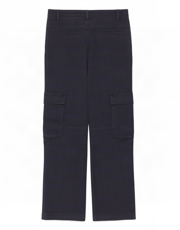 Calça cargo reta feminina Zara médio W28 L28 azul marinho xadrez