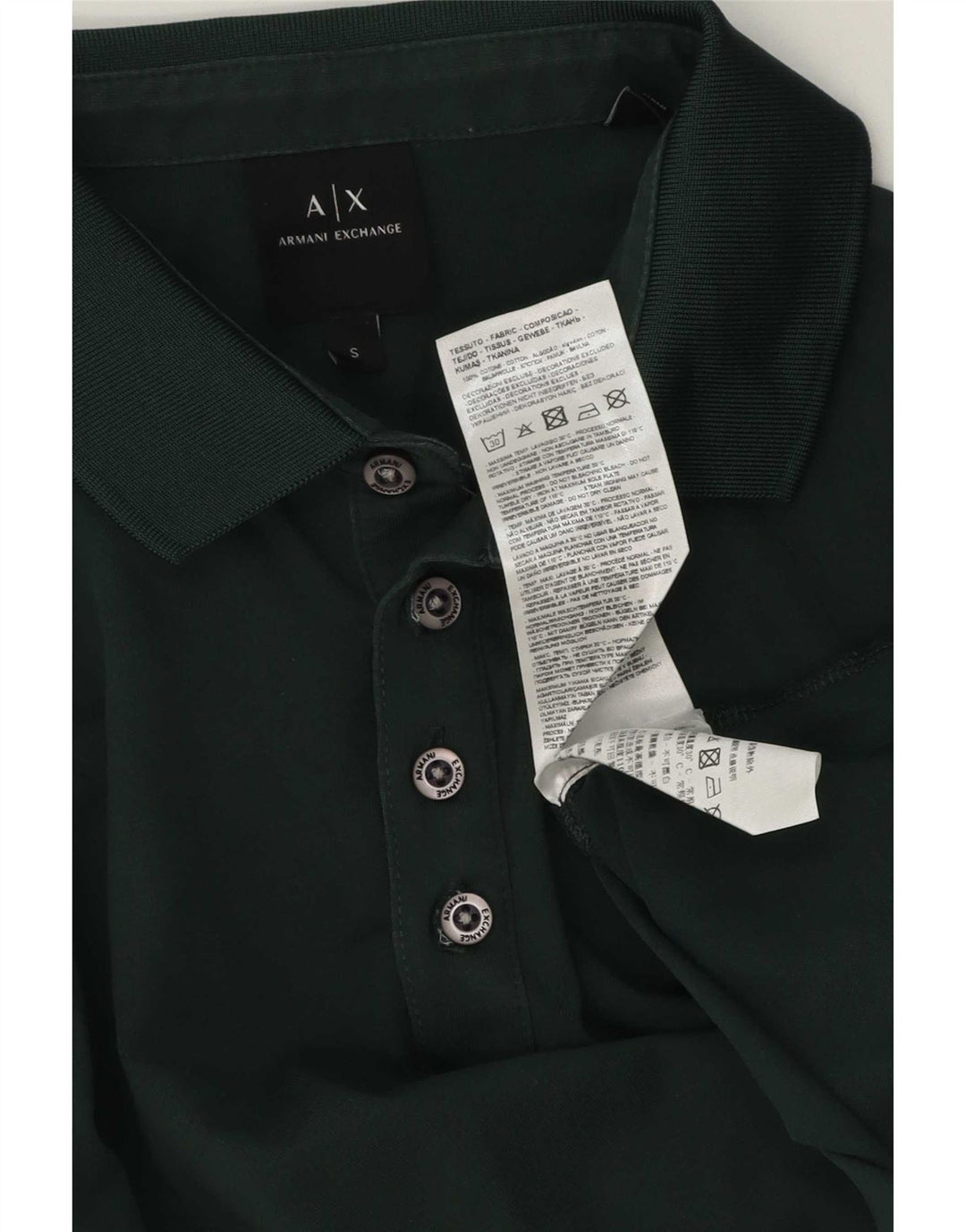 Camisa polo masculina Armani Exchange pequena algodão verde